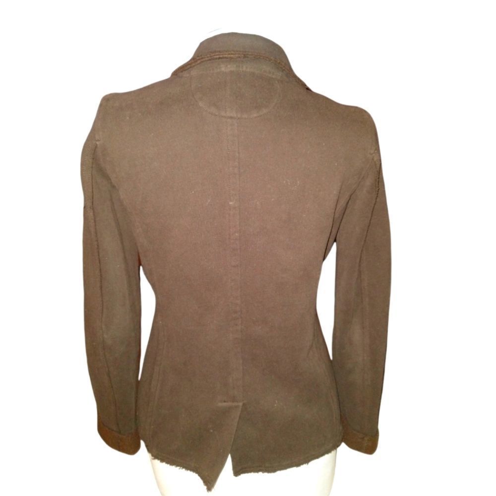 Gap Brown Distressed Button Down Collared Fleece … - image 3